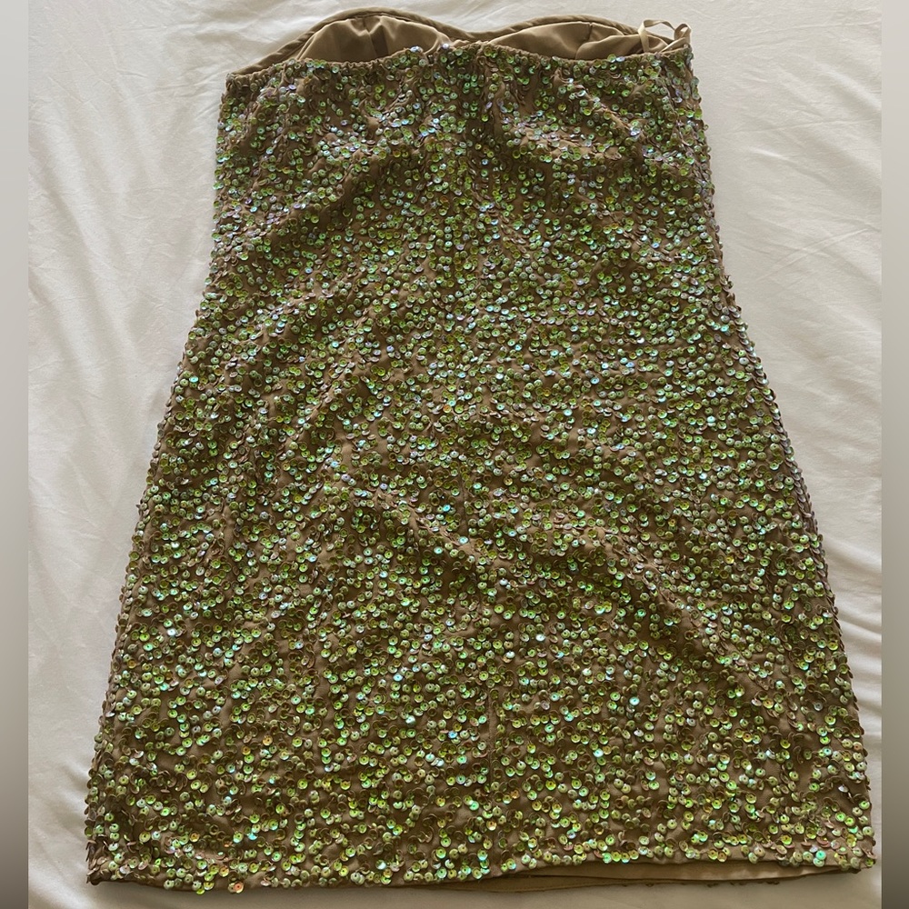 All Over Sequined Dress with Tan Base - Picture 3 of 3